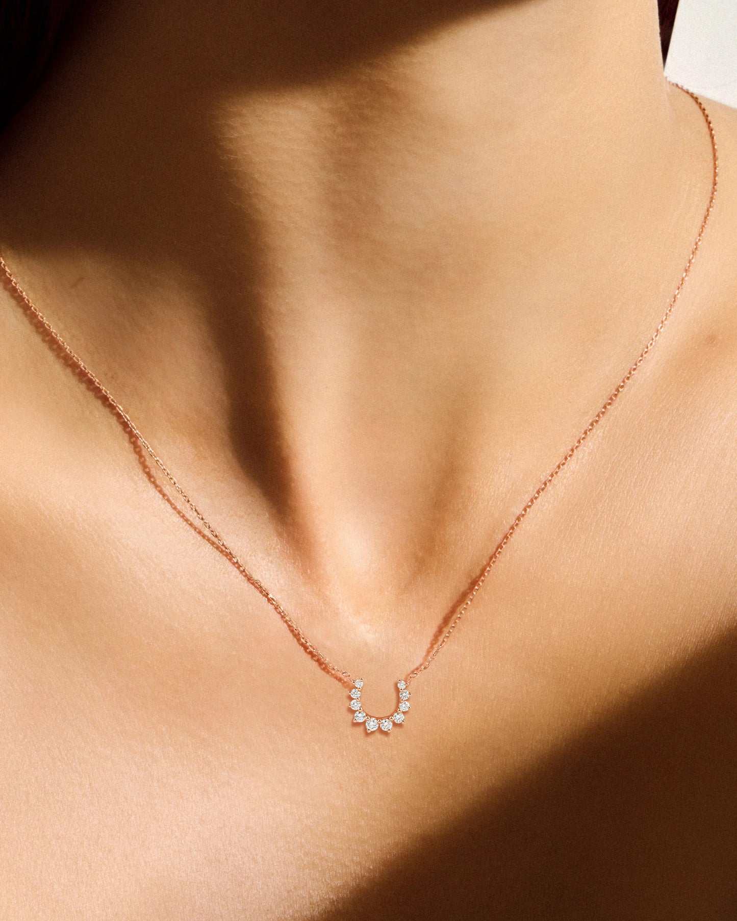 CONFIDENCE 9K Necklace in Pink Gold & White Diamonds