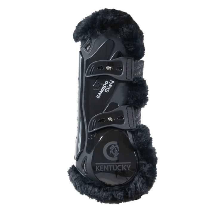 Vegan Sheepskin Tendon Boots Bamboo Elastic | Black
