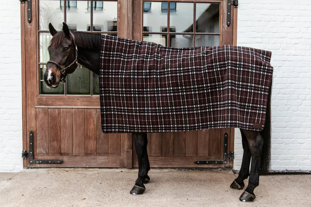 Heavy Fleece Rug Square | Check Printing Brown