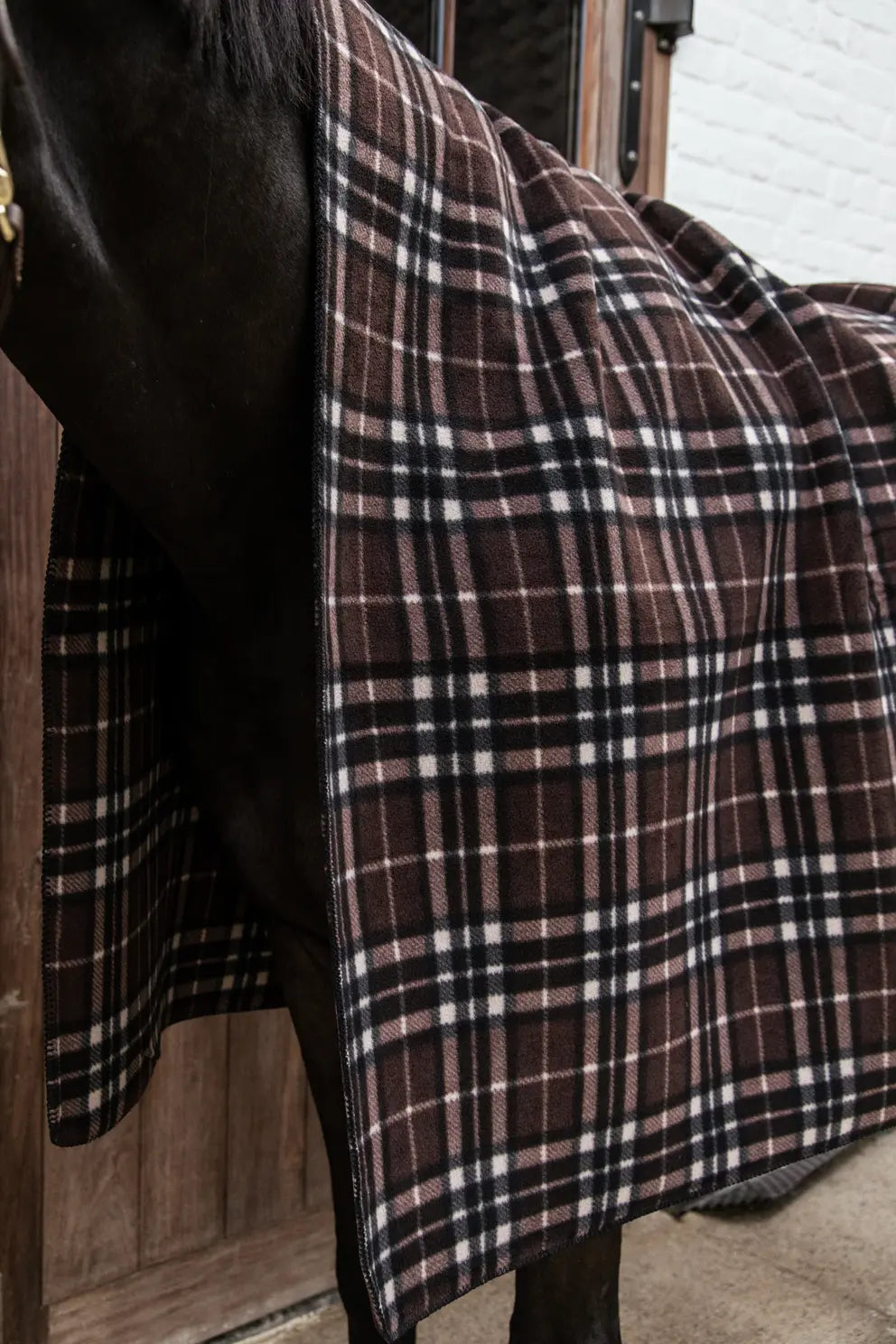 Heavy Fleece Rug Square | Check Printing Brown