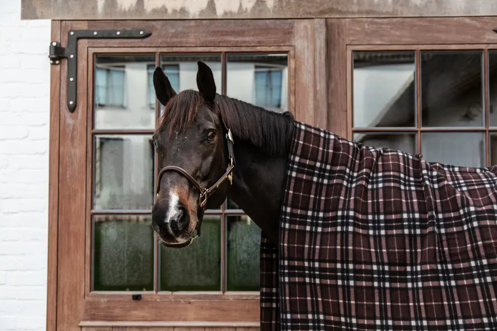 Heavy Fleece Rug Square | Check Printing Brown