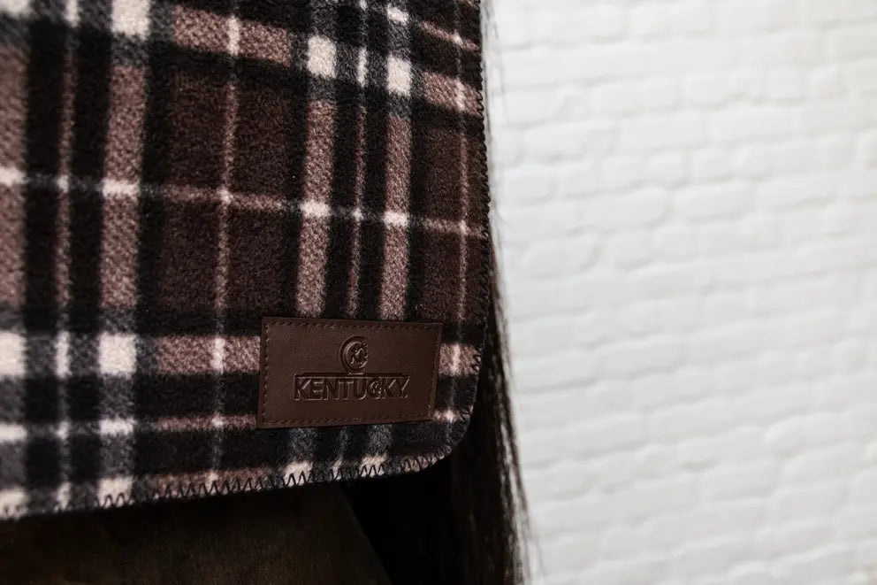 Heavy Fleece Rug Square | Check Printing Brown