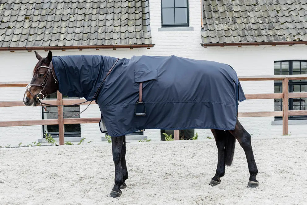 Horse Raincoat HURRICANE with stirrups holes | Navy