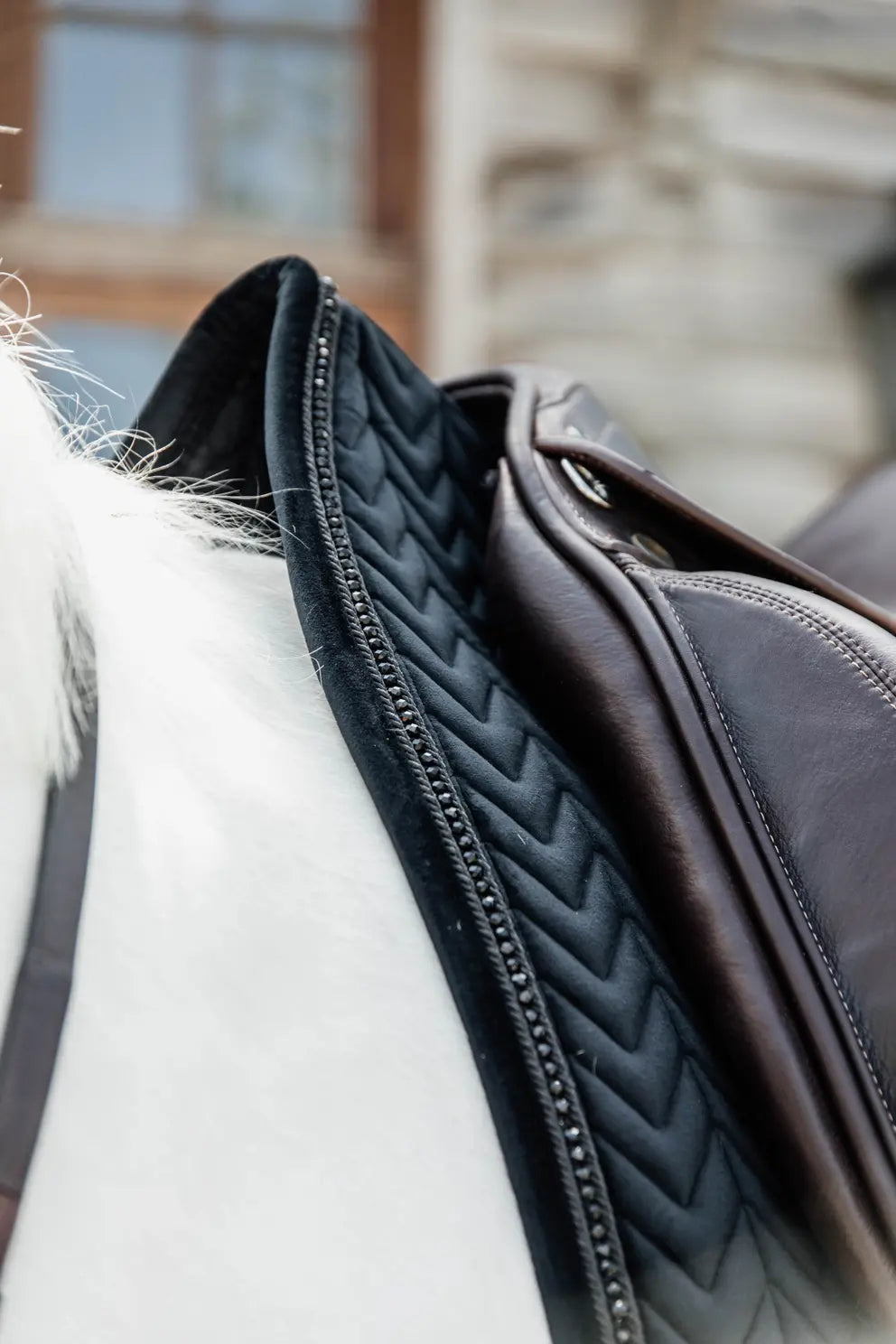 Velvet PEARLS Dressage Saddle Pad | Black