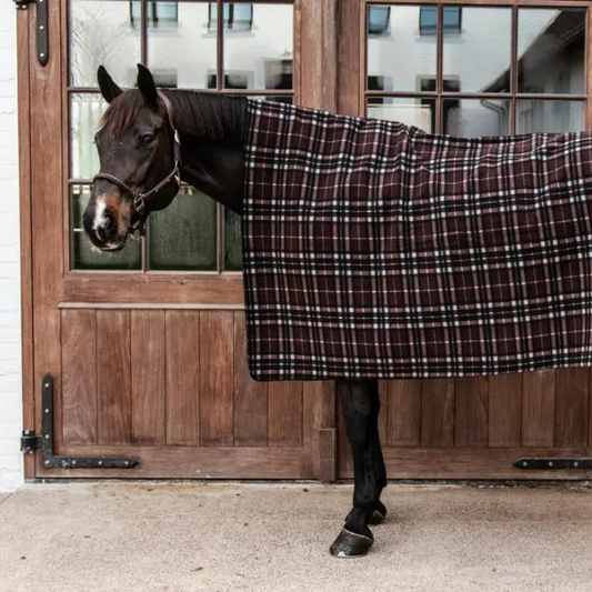 Heavy Fleece Rug Square | Check Printing Brown