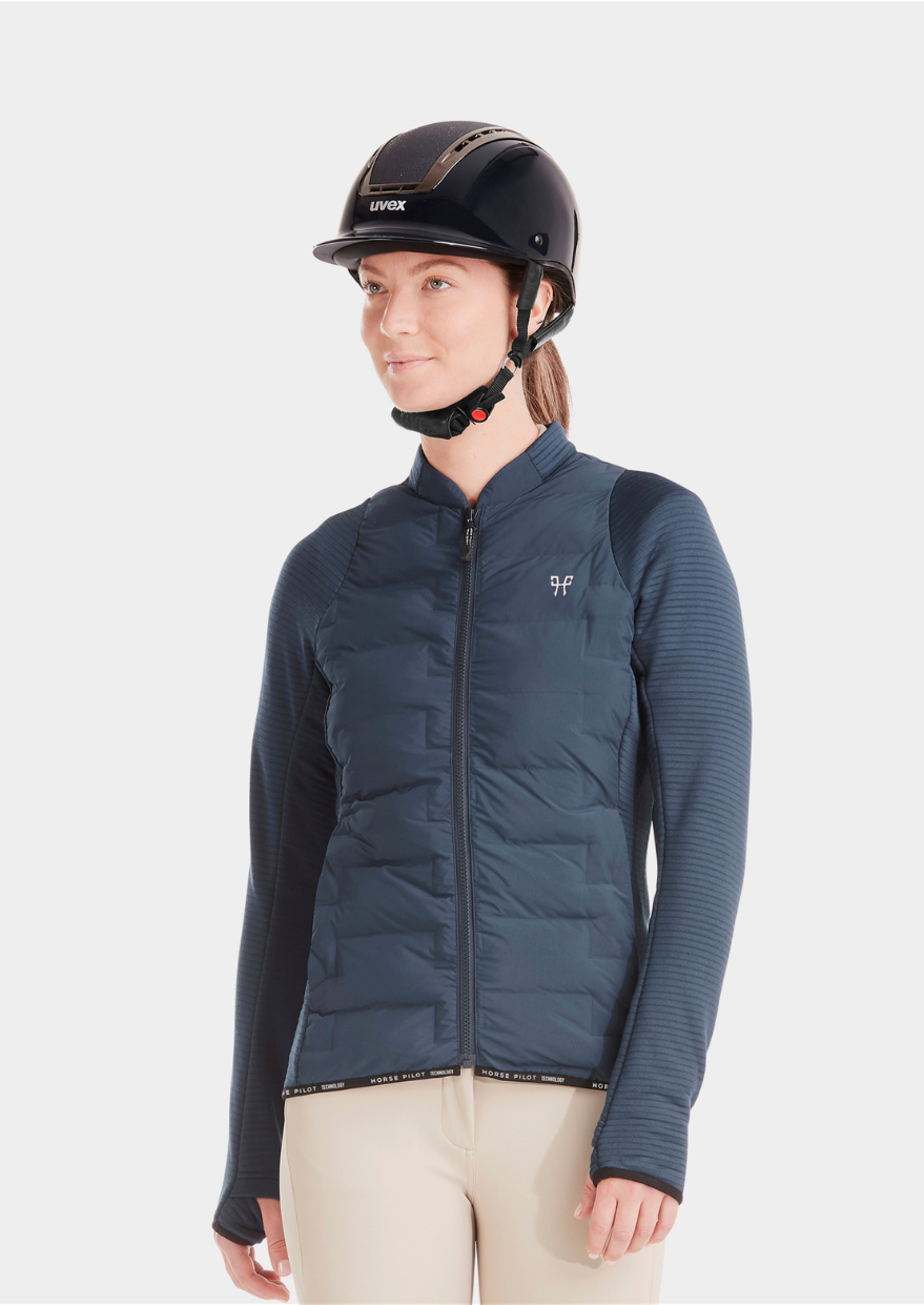 Navy zip up hot sale jacket women's