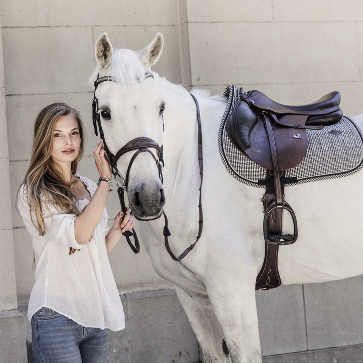 Pied-de-Poule Jumping Saddle Pads | Brown