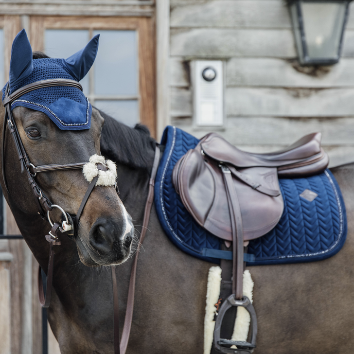 Velvet PEARLS Wellington Fly Veil | Navy