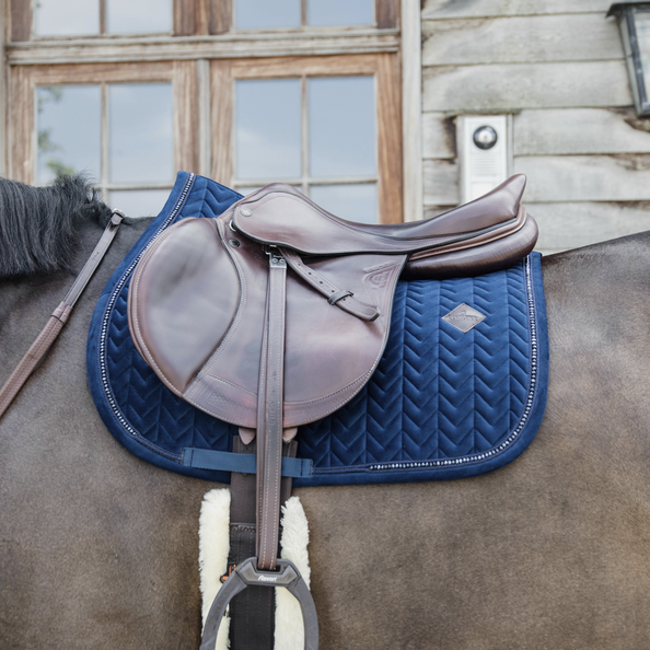 Velvet PEARLS Jumping Saddle Pad | Navy