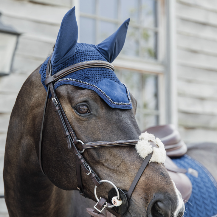 Velvet PEARLS Wellington Fly Veil | Navy
