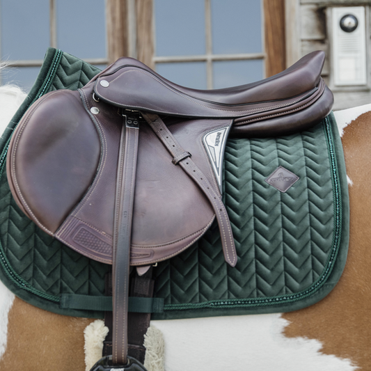 Velvet PEARLS Jumping Saddle Pad | Pine Green