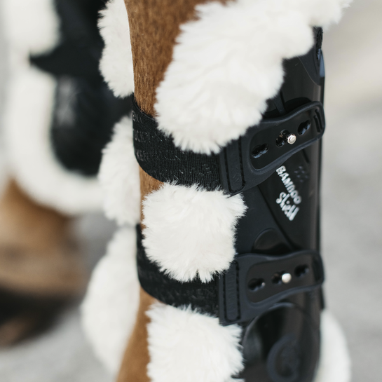 Vegan Sheepskin Tendon Boots Bamboo Elastic | Black