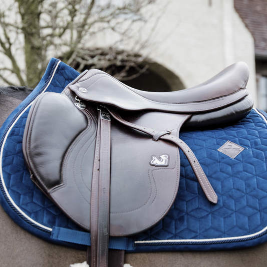 Basic Velvet Jumping Saddle Pad | Navy