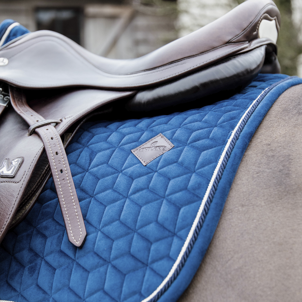 Basic Velvet Jumping Saddle Pad | Navy