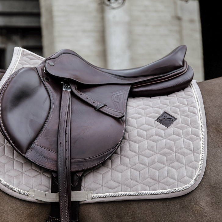 Basic Velvet Jumping Saddle Pad | Beige