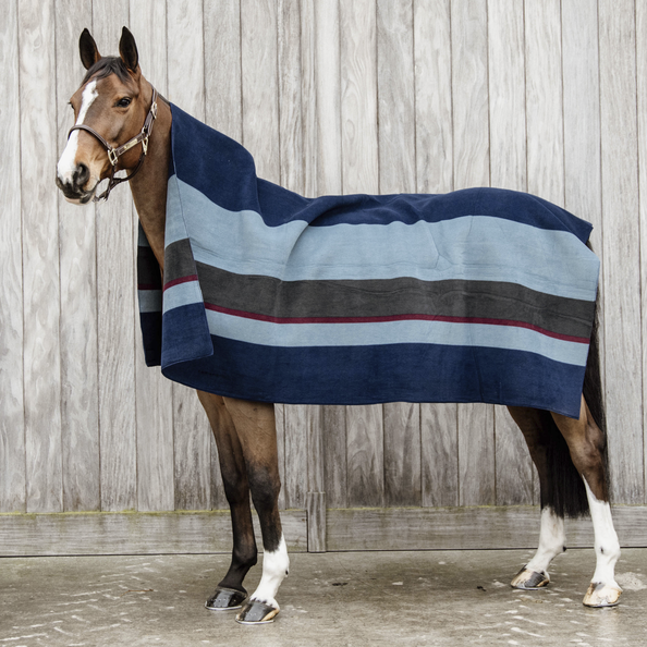 Heavy Fleece Rug Square Stripes | Navy + Grey