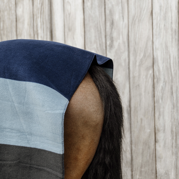 Heavy Fleece Rug Square Stripes | Navy + Grey