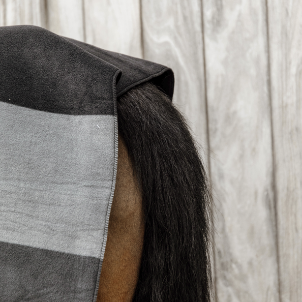 Heavy Fleece Rug Square Stripes | Black + Grey