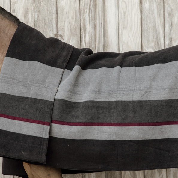 Heavy Fleece Rug Square Stripes | Black + Grey