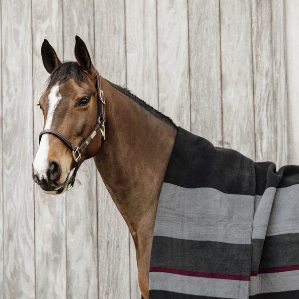 Heavy Fleece Rug Square Stripes | Black + Grey