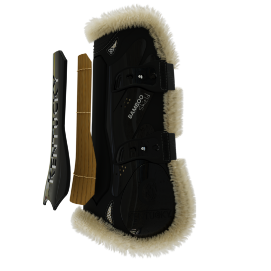 Vegan Sheepskin Tendon Boots Bamboo Elastic | Black