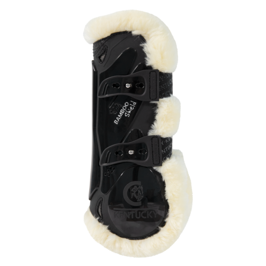 Vegan Sheepskin Tendon Boots Bamboo Elastic | Black