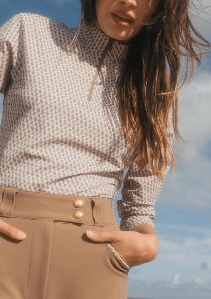 INDIE - Long Sleeve Polo | Moka Print