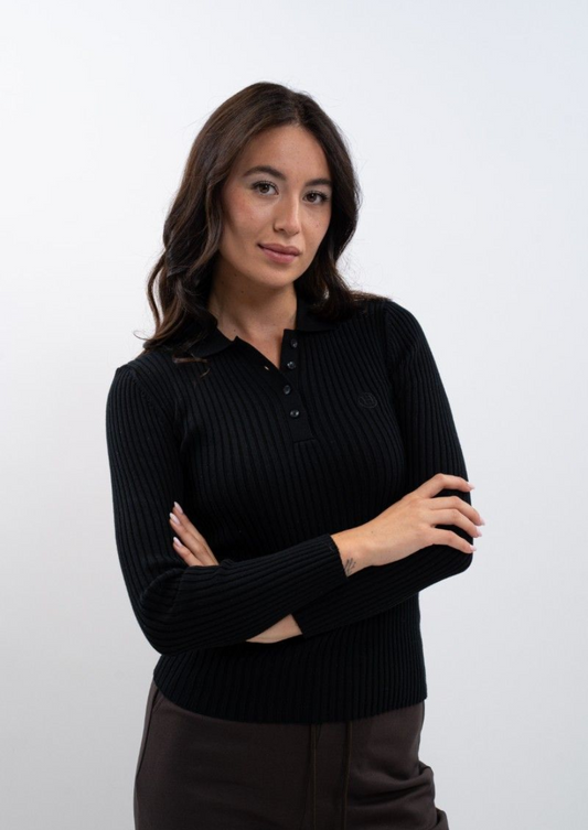 AURORE Long Sleeves Ribbed Polo