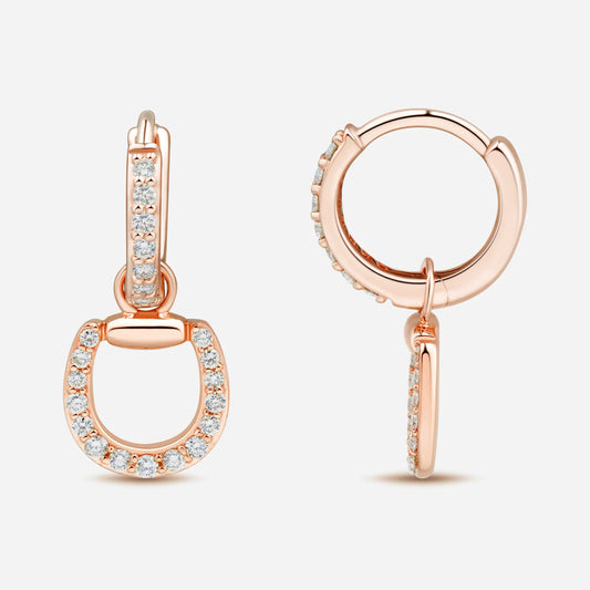 CONNECTION Hoop Earrings in Pink Gold & White Diamonds