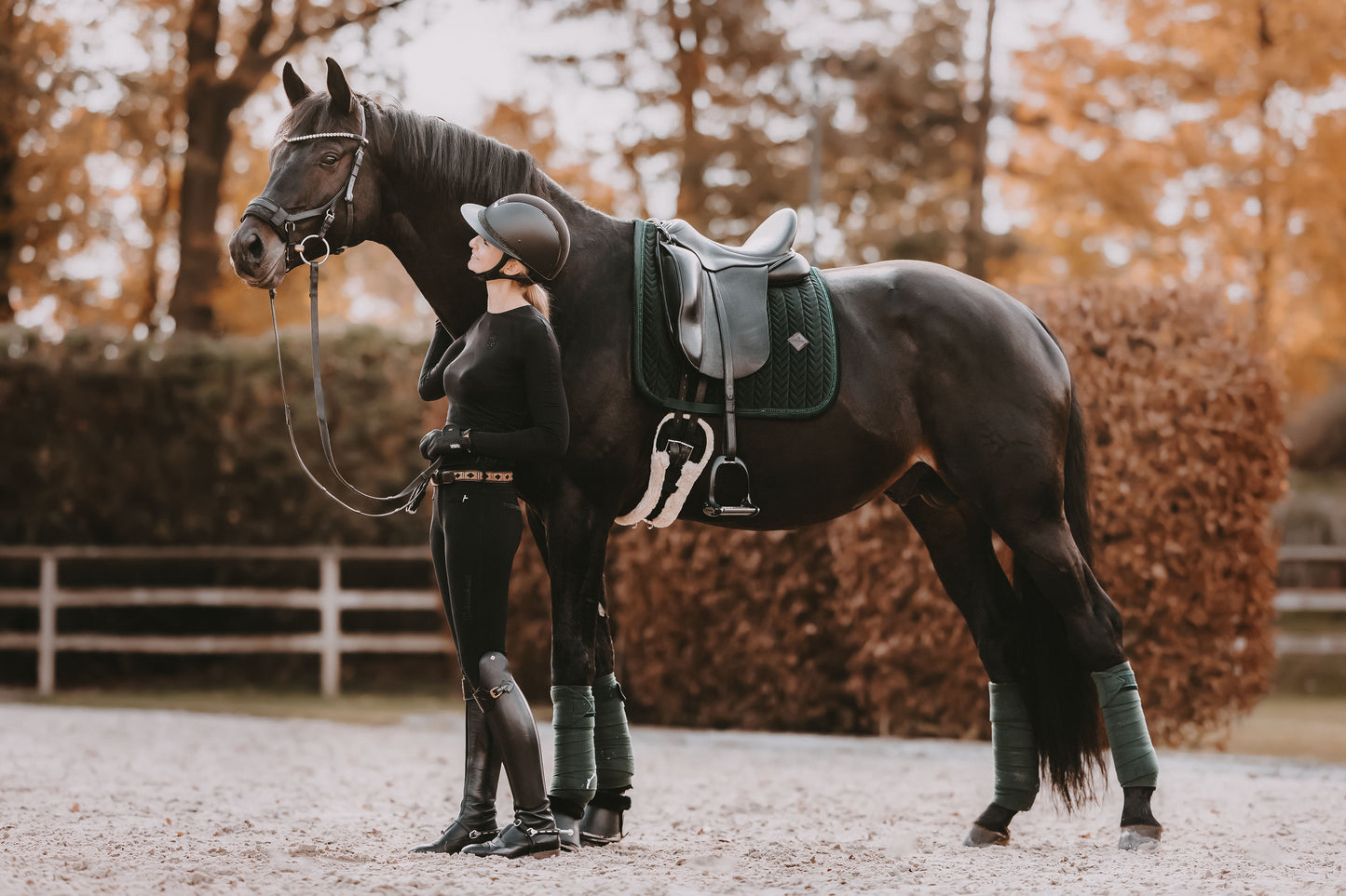 Velvet PEARLS Dressage Saddle Pad | Pine Green