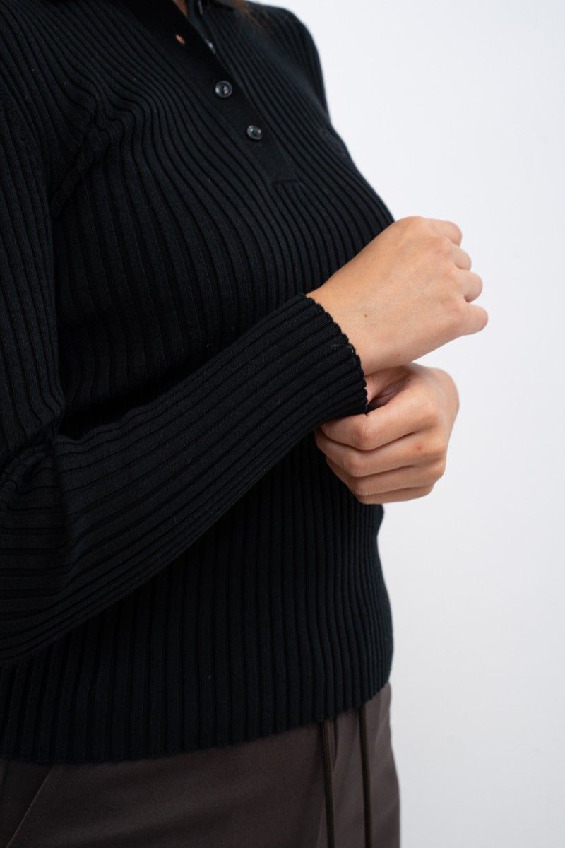 AURORE Long Sleeves Ribbed Polo