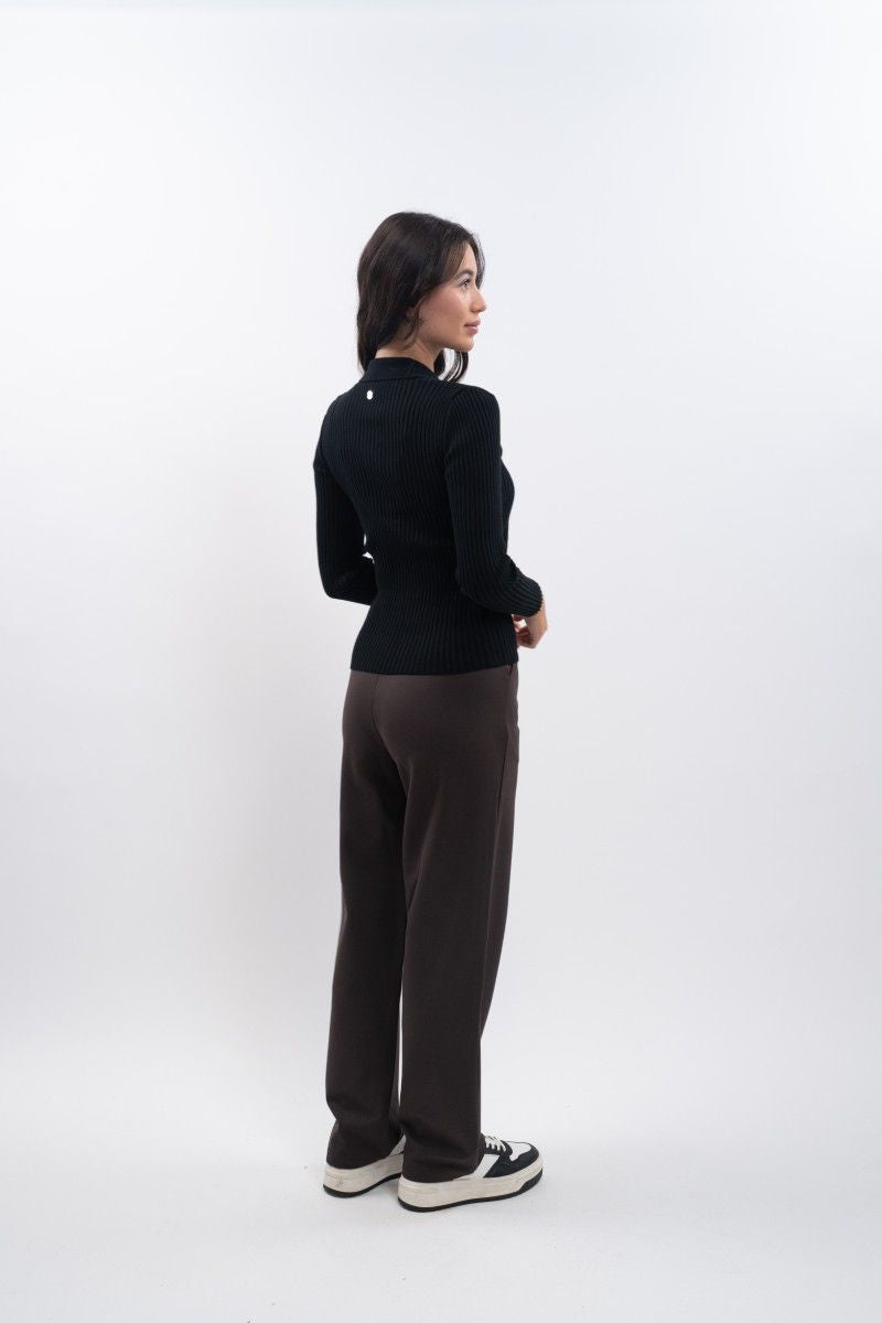 AURORE Long Sleeves Ribbed Polo