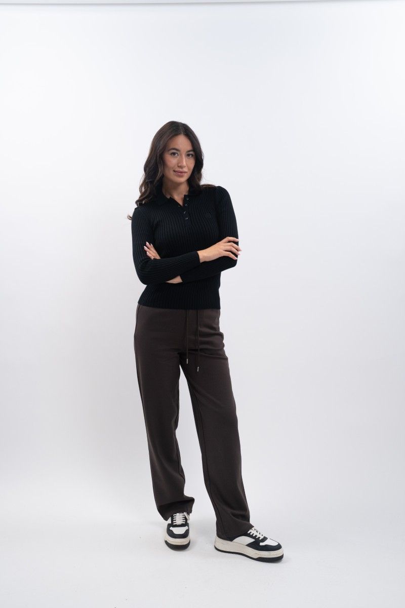 AURORE Long Sleeves Ribbed Polo
