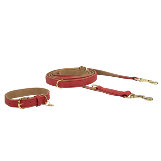 Laisse pour chien en cuir vegan | Rouge
