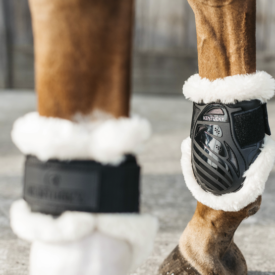 NEW! Vegan Sheepskin Young Horse Fetlock Boots | Black