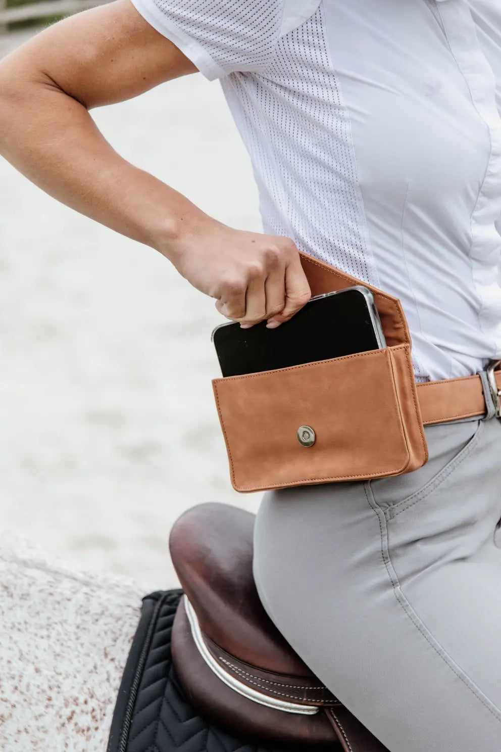 Brown waist shop bag