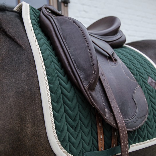 Velvet CONTRAST Dressage Saddle Pad | Pine Green